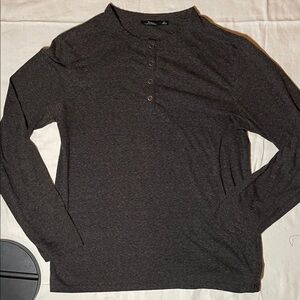 Marc Anthony Dark Gray Long Sleeve Henley Shirt With Buttons size Large L
